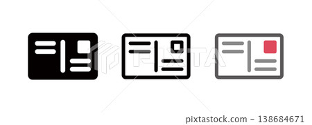 A letter icon. A greeting card/Christmas card icon. 138684671