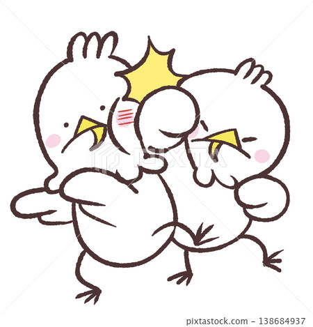 An illustration of a white bird punching its opponent. An illustration of a white bird punching its opponent. 138684937