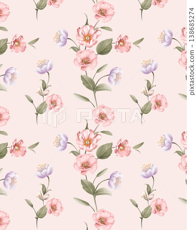 Collection of cute kawaii baby animal and nursery seamless patterns with soft pastel tones 138685274