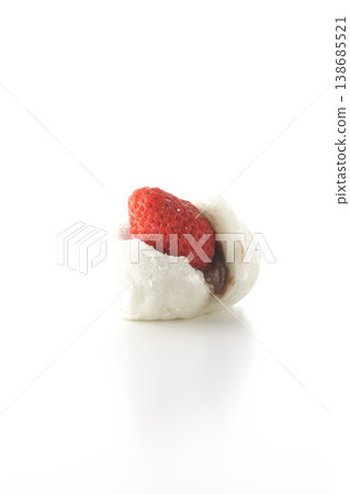 Strawberry daifuku photographed alone against a white background. Strawberry daifuku photographed alone against a white background. 138685521