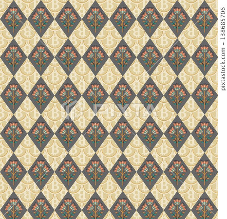 Collection of elegant traditional Chinese botanical and cultural seamless patterns Collection of elegant traditional Chinese botanical and cultural seamless patterns 138685706