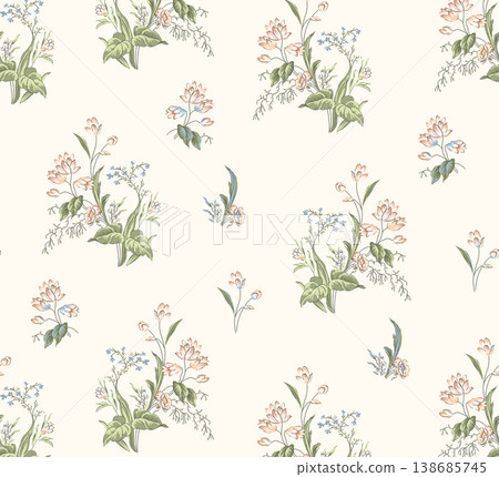 Collection of elegant traditional Chinese botanical and cultural seamless patterns 138685745