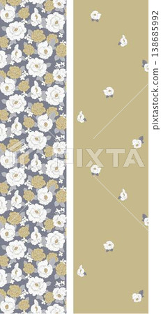 Collection of elegant vintage watercolor floral seamless patterns with soft muted tones 138685992