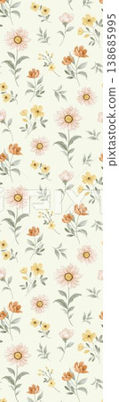 Collection of elegant vintage watercolor floral seamless patterns with soft muted tones 138685995