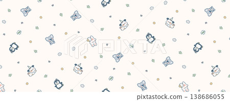 Collection of elegant vintage watercolor floral seamless patterns with soft muted tones 138686055
