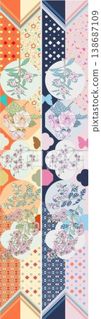 Collection of cute baby nursery seamless patterns with soft pastel tones and tiny motifs 138687109