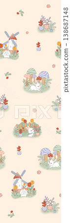 Collection of cute baby nursery seamless patterns with soft pastel tones and tiny motifs 138687148