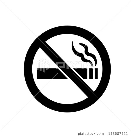 A pictogram (black) indicating that smoking is prohibited. A pictogram (black) indicating that smoking is prohibited. 138687321