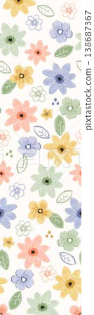 Collection of elegant traditional Chinese ink wash floral and landscape seamless patterns 138687367