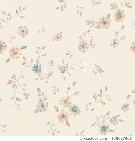 Collection of elegant traditional Chinese ink wash floral and landscape seamless patterns 138687468
