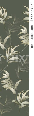 Collection of elegant traditional Chinese ink wash floral and landscape seamless patterns 138687527