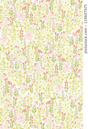 Collection of elegant vintage watercolor floral seamless patterns with soft muted tones Collection of elegant vintage watercolor floral seamless patterns with soft muted tones 138687975