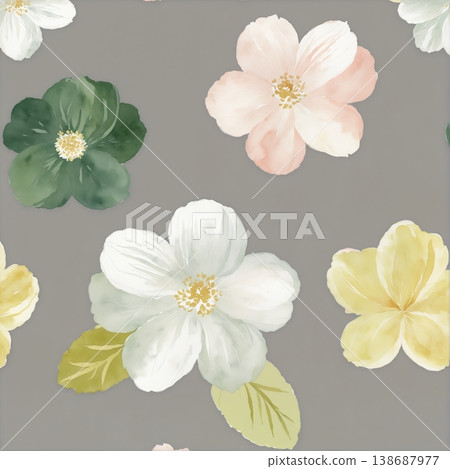 Collection of elegant vintage watercolor floral seamless patterns with soft muted tones Collection of elegant vintage watercolor floral seamless patterns with soft muted tones 138687977