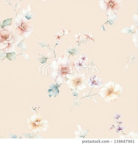 Collection of elegant vintage watercolor floral seamless patterns with soft muted tones Collection of elegant vintage watercolor floral seamless patterns with soft muted tones 138687981