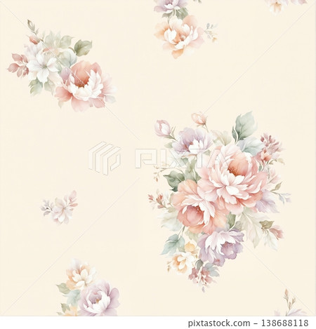 Collection of elegant watercolor wildflower seamless patterns and floral bouquets with soft pastel tones Collection of elegant watercolor wildflower seamless patterns and floral bouquets with soft pastel tones 138688118