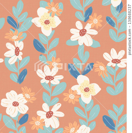Collection of elegant watercolor wildflower seamless patterns and floral bouquets with soft pastel tones 138688237
