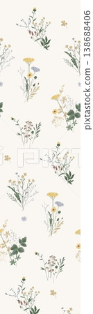 Collection of elegant watercolor wildflower seamless patterns with soft muted and warm tones Collection of elegant watercolor wildflower seamless patterns with soft muted and warm tones 138688406