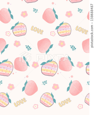 Collection of elegant soft focus watercolor floral seamless patterns with muted pastel tones 138688487