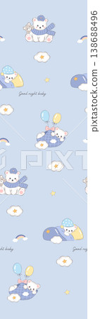 Collection of elegant soft focus watercolor floral seamless patterns with muted pastel tones 138688496