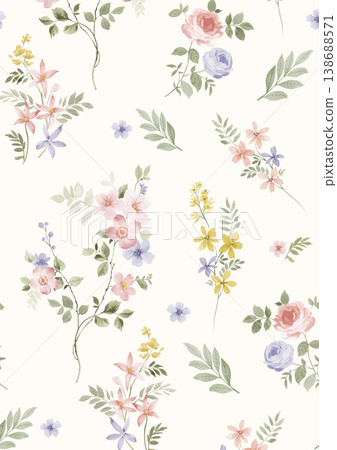 Collection of elegant vintage floral and toile de jouy seamless patterns with muted tones 138688571