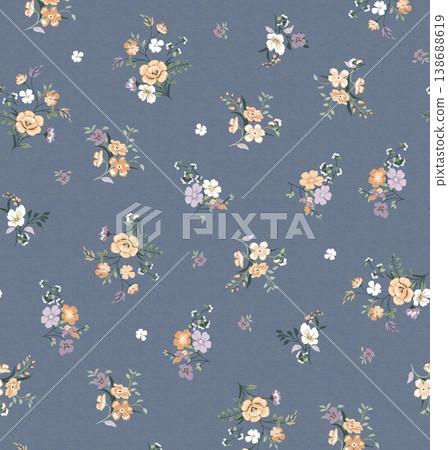 Collection of elegant vintage floral and toile de jouy seamless patterns with muted tones 138688619