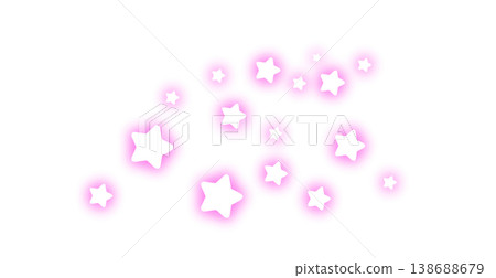 A cute star that glows pink, against a white background. 138688679