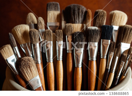 Container of Professional Paint Brushes 138688865