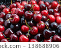 Pile of Fresh Red Cherries Macro 138688906