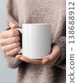 Close Up Mockup of Woman Holding White Ceramic 11oz Mug for Branding and Design Use 138688912