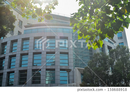 Exterior of modern architecture, modern city building. Modern architecture abstract background, building abstract. 138688918