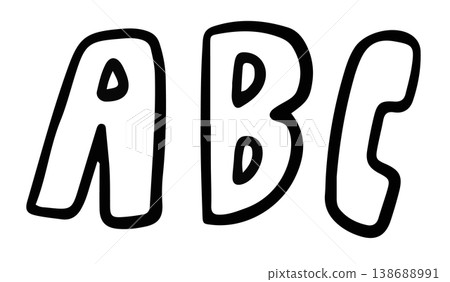 Hand writing ABC alphabet letter outline for a to z, font, typography, text, message, initials, education book, name design, kids and children, patch, icon, kid drawing style, back to school, learning 138688991