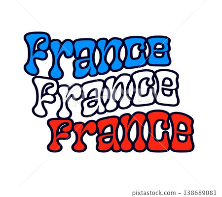 France vintage Y2K label or retro sticker. French flag colors retro vector tag, France travel souvenir Y2K patch. Europe country tourism 60s 70s sticker or label with colorful typography France vintage Y2K label or retro sticker. French flag colors retro vector tag, France travel souvenir Y2K patch. Europe country tourism 60s 70s sticker or label with colorful typography 138689081