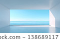 Bright Minimal Room With Sea Horizon View and Soft Gradient Sky Background Scene 138689117