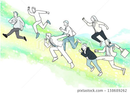 新創公司形象插畫 - 忙碌的商務人士 - 團隊合作 - 白色背景插畫素材 138689262