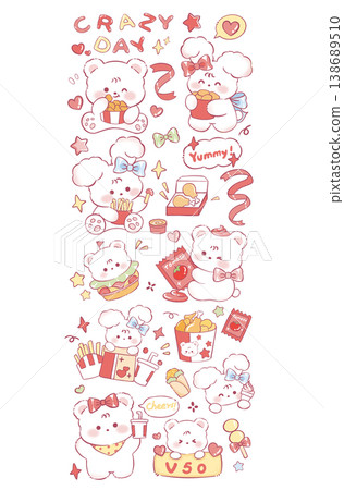 Collection of cute vintage baby animal seamless patterns with soft pastel tones 138689510
