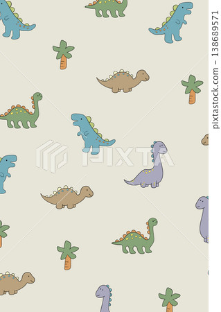 Collection of cute vintage baby animal seamless patterns with soft pastel tones 138689571