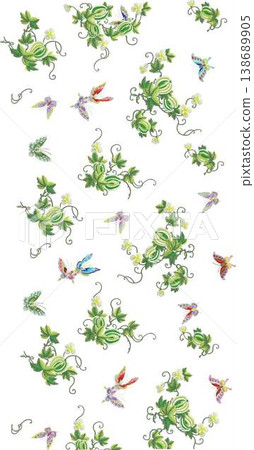 Collection of elegant vintage watercolor floral and bird seamless patterns with soft muted tones Collection of elegant vintage watercolor floral and bird seamless patterns with soft muted tones 138689905