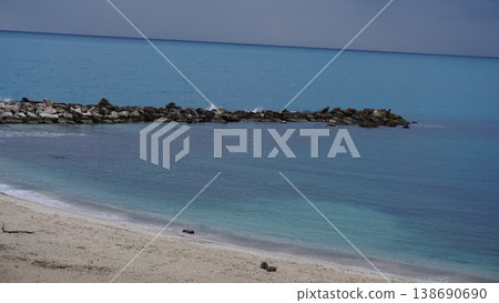 Sand beach near old city of Antibes at France 138690690