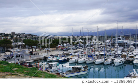 View of the famous Fort Carre and yachts at the Port Vauban in Antibes, France. View of the famous Fort Carre and yachts at the Port Vauban in Antibes, France. 138690697