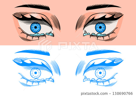 Anime or manga eyes of a girl or woman. Beautiful hand drawn stylized eyes in traditional ink style 138690766