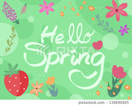 Spring illustrations featuring flowers and plants 138690805