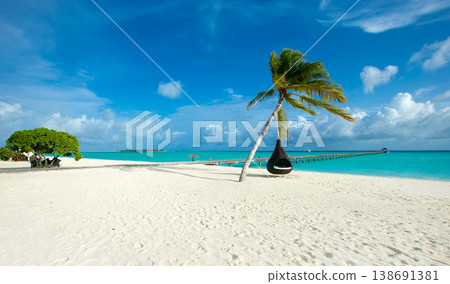 Sea beach. Tropical Maldives island with white sandy beach and sea. Sea beach. Tropical Maldives island with white sandy beach and sea. 138691381