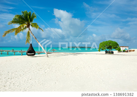 Sea beach. Tropical Maldives island with white sandy beach and sea. Sea beach. Tropical Maldives island with white sandy beach and sea. 138691382