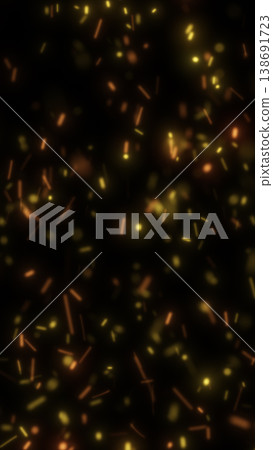 Glowing orange and yellow sparks drifting on dark background, cinematic ember particles and firefly bokeh overlay Glowing orange and yellow sparks drifting on dark background, cinematic ember particles and firefly bokeh overlay 138691723