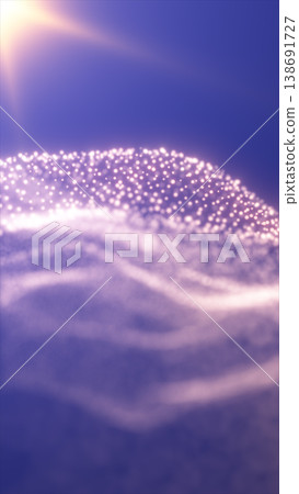 Soft purple abstract landscape made of glowing particles and flowing waves, dreamy digital background representing data, energy, and calm motion Soft purple abstract landscape made of glowing particles and flowing waves, dreamy digital background representing data, energy, and calm motion 138691727