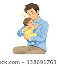 一位父親安慰他的嬰兒（插圖，育兒，家庭） 138691763