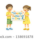 父親節——孩子們慶祝——插畫——感恩 138691878