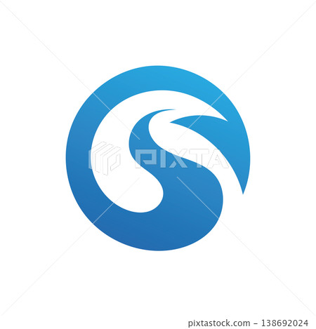 Stylish Blue Water Circle Logo Design 138692024