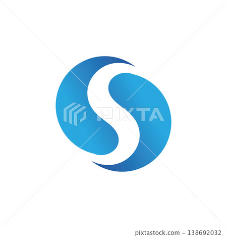 Trendy Blue Wave Circle Logo Concept Trendy Blue Wave Circle Logo Concept 138692032