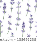 Watercolor lavender seamless pattern. Hand drawn botanical illustration with violet flowers. Best for fabric, wallpaper, textile prints, organic cosmetics packaging and wedding stationery design. Watercolor lavender seamless pattern. Hand drawn botanical illustration with violet flowers. Best for fabric, wallpaper, textile prints, organic cosmetics packaging and wedding stationery design. 138692238